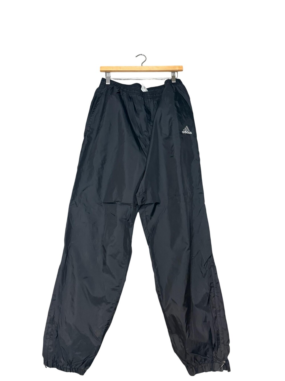 Vintage 90s Adidas Track Pants Mens Large Black Baggy Zip Ankle Elastic Waist